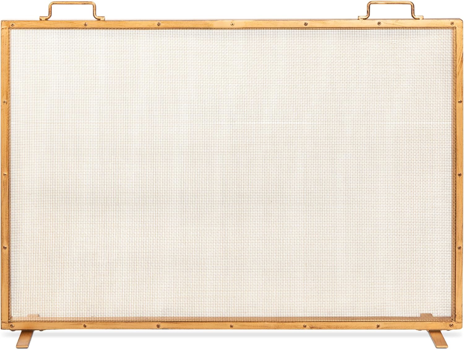 Best Choice Products paravent cheminée doré vieilli - maille acier 99 cm - écran décoratif avec poignées salon chambre-Lamiahaven