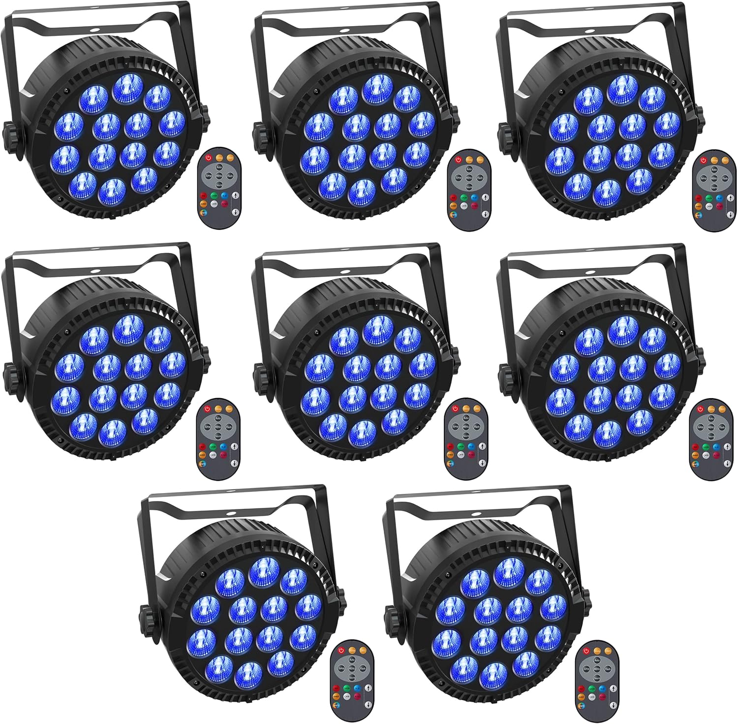 HOLDLAMP - lot de 8 PAR LED RGBW DMX512 - lampes de scène avec télécommande pour DJ concert fête jardin-Lamiahaven