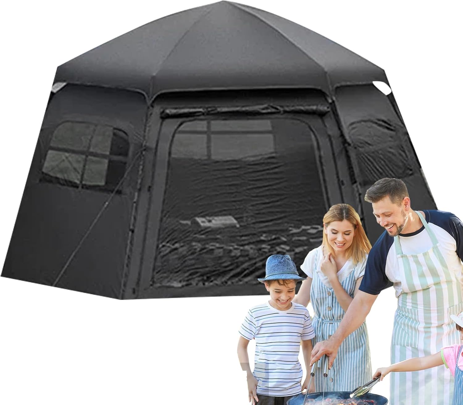 Tente de camping imperméable noire - abri de plage et randonnée - tente extérieure pour voyage pêche festival et jardin-Lamiahaven