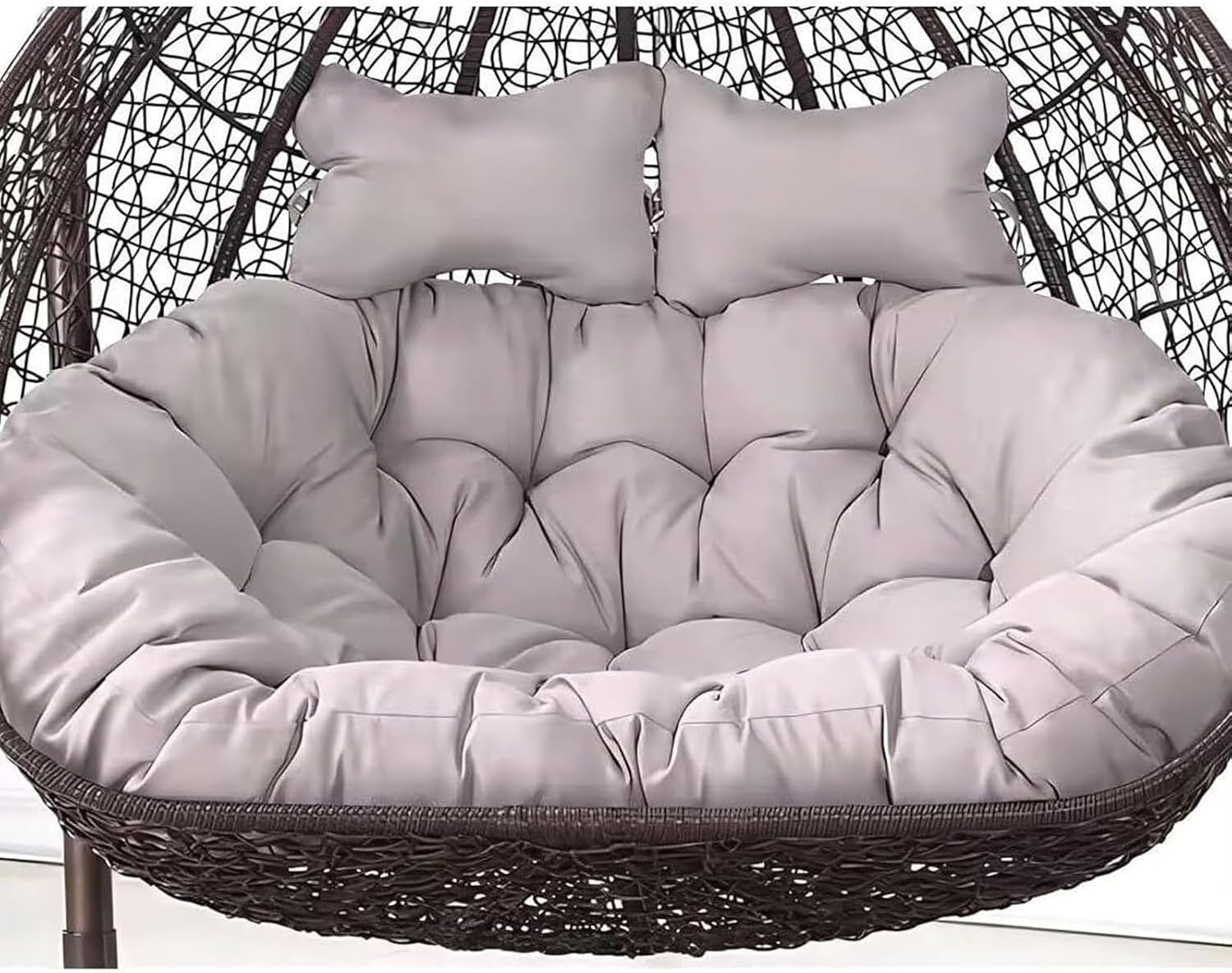 Coussin gris pour chaise double suspendue - deux personnes - balancelle extérieure - 150 par 110 cm-Lamiahaven
