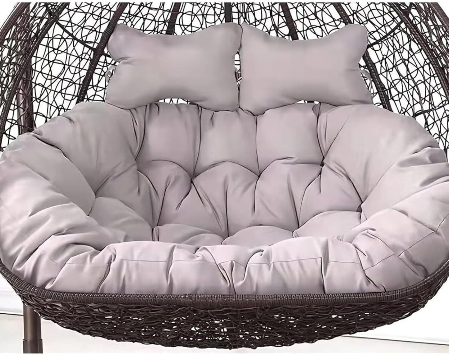 Coussin gris pour chaise double suspendue - rechange balancelle extérieure - hamac deux personnes-Lamiahaven