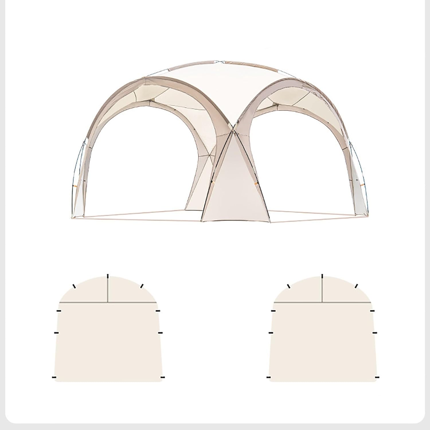 Grande tente de plage blanche 8 à 10 personnes - parasol escamotable UPF 50 - abri portable avec parois latérales-Lamiahaven