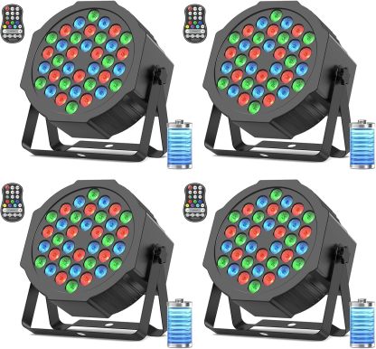 DayFlicker - lot de 4 projecteurs LED RGB rechargeables - éclairage DJ club festival avec télécommande DMX auto-Lamiahaven
