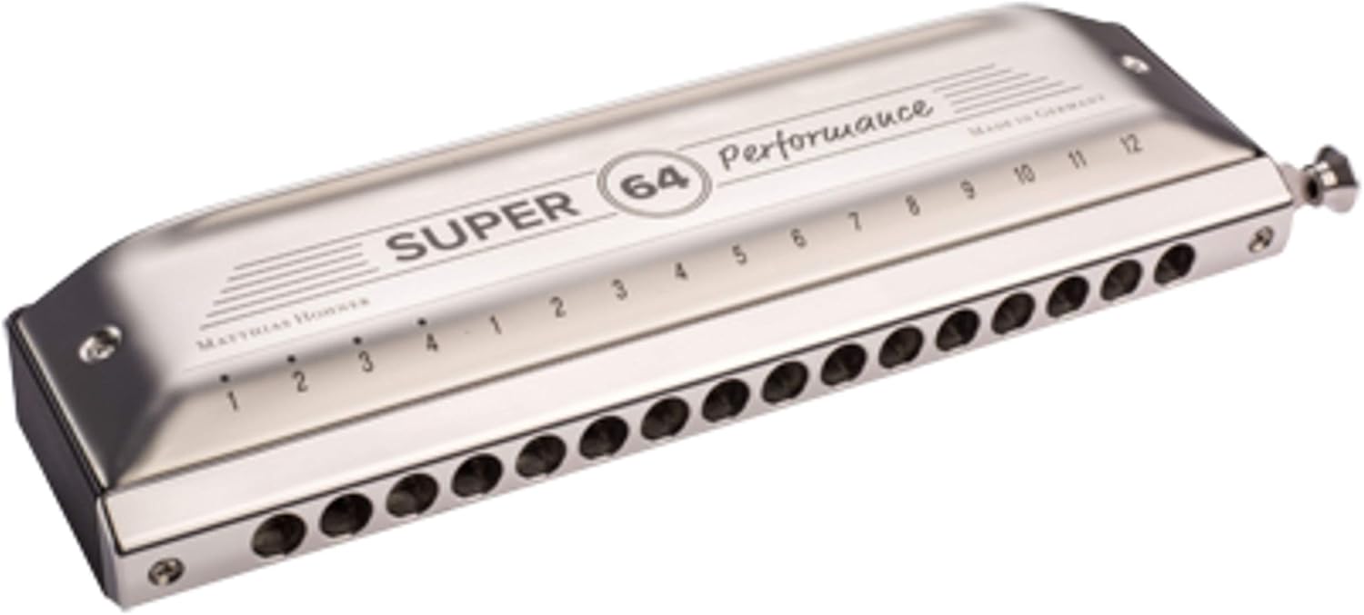 HOHNER Super 64 Performance - Harmonica chromatique argenté en do avec style professionnel et étui-Lamiahaven