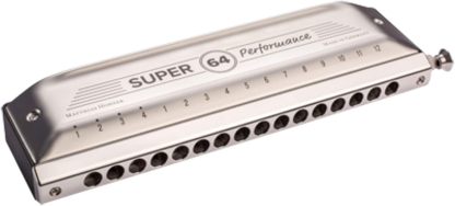 HOHNER Super 64 Performance - Harmonica chromatique argenté en do avec style professionnel et étui-Lamiahaven