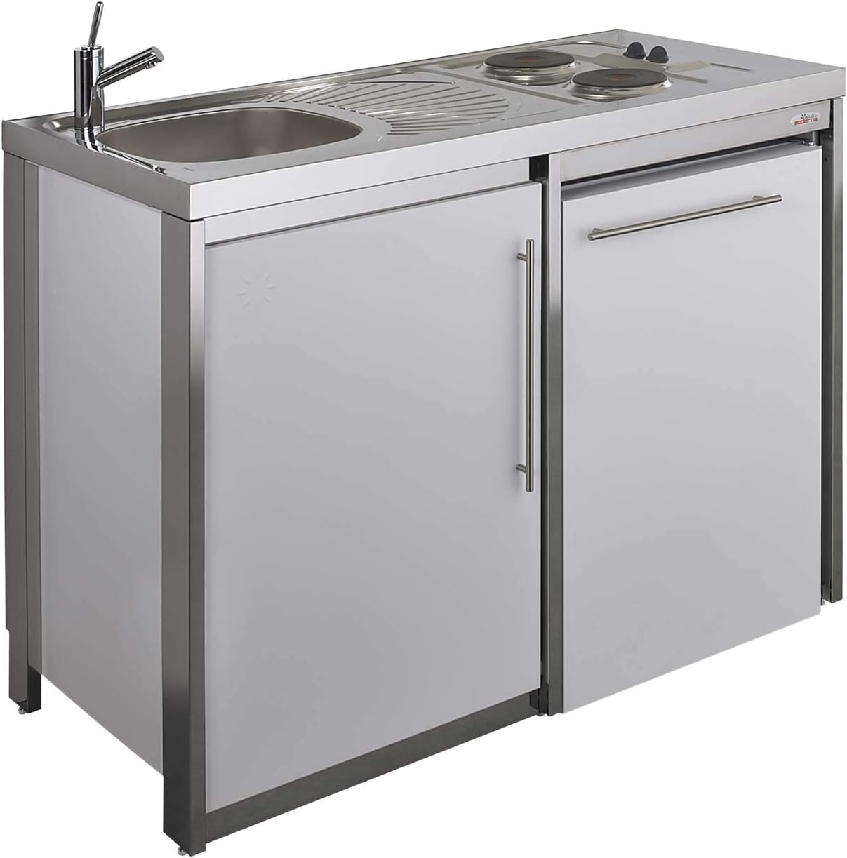 MODERNA Metalline - éléments bas blanc glacier 120 cm - meuble kitchenette mat avec porte-Lamiahaven