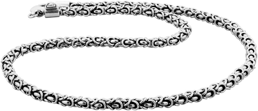 Collier homme Kuzzoi - chaîne byzantine argent sterling 925 massif - largeur 6 mm - longueur 50 cm - fermoir mousqueton-Lamiahaven