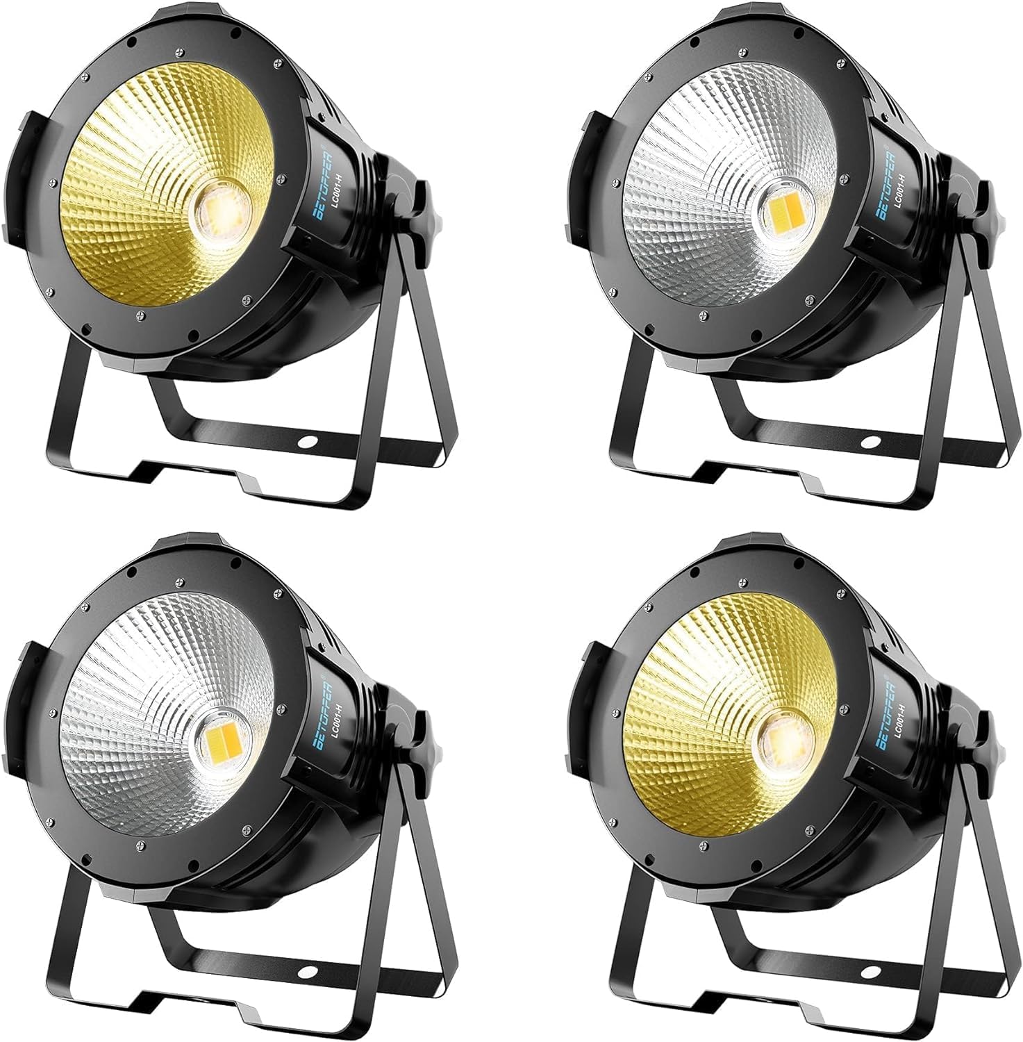 BETOPPER LC001 H - pack de 4 projecteurs PAR COB 100 W - lumière scène blanche DMX stroboscope théâtre studio-Lamiahaven