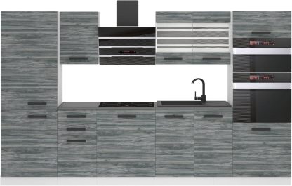 Mila Muebles Belini - cuisine complète 300 cm chêne glamour - meubles cuisine modernes sans plan de travail-Lamiahaven