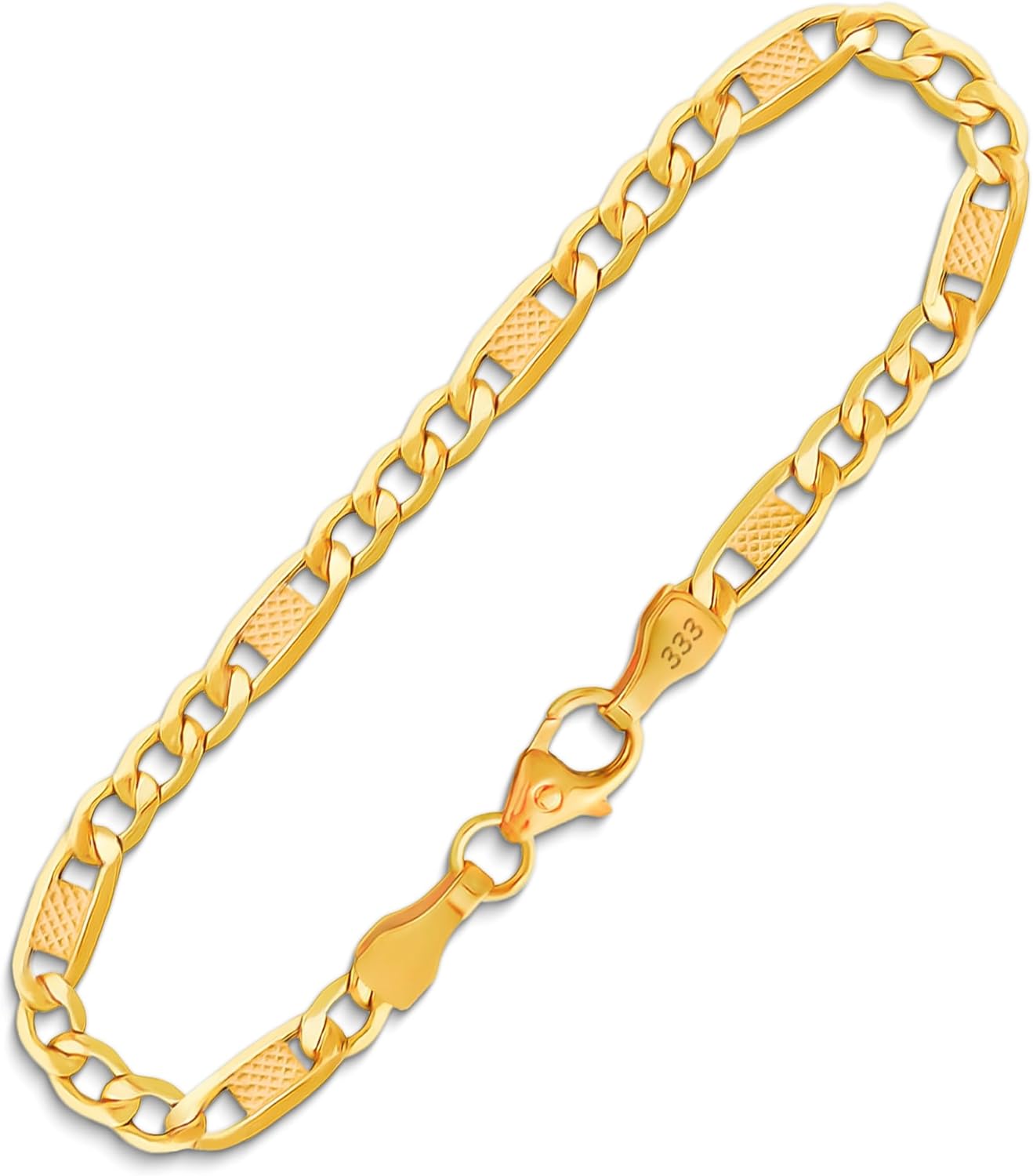 Bracelet EDELIND fantaisie - or jaune 333 - bicolore or blanc et jaune - 5,2 mm - 19 cm-Lamiahaven