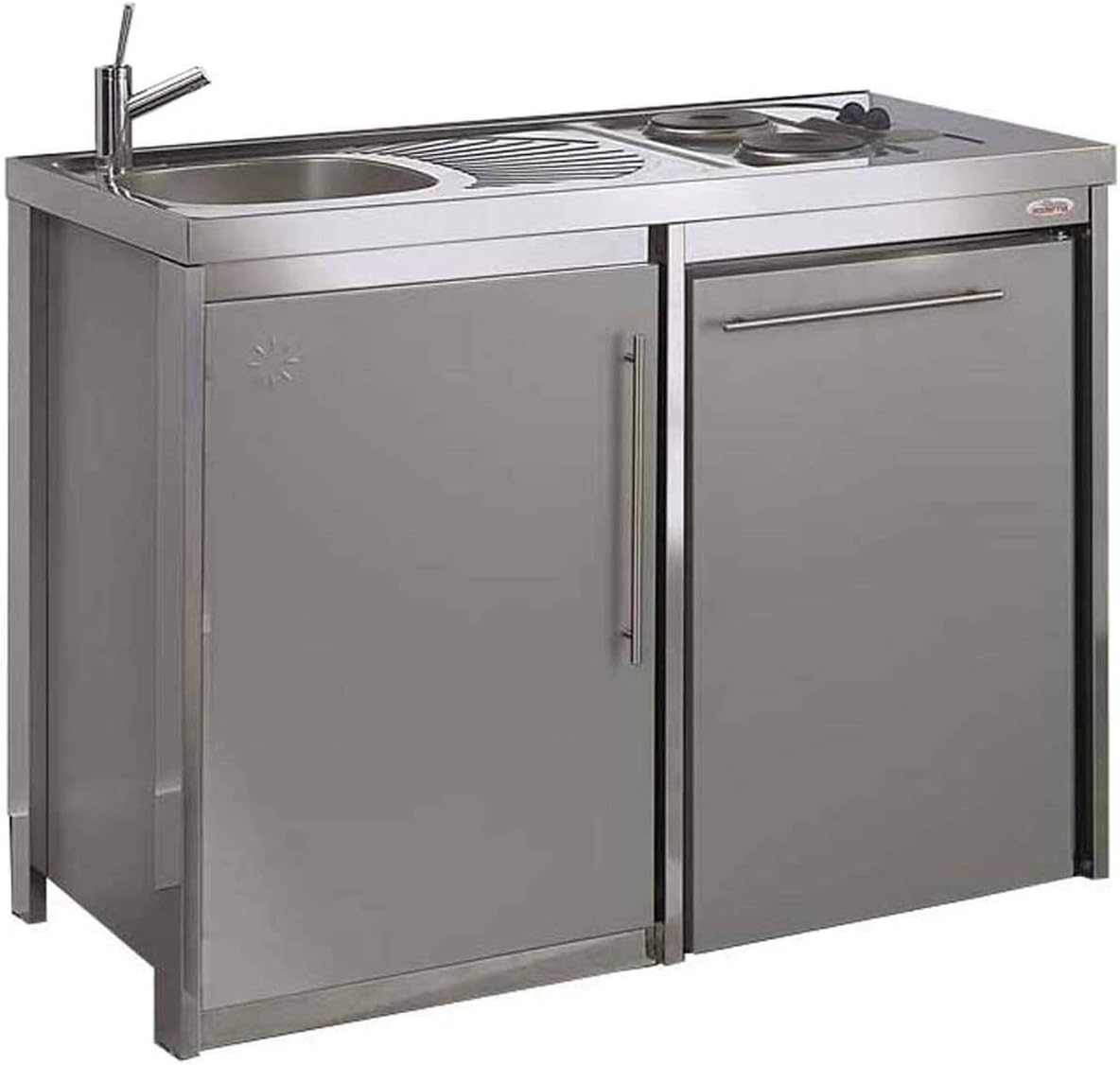 MODERNA - Kitchenette Metalline éléments bas gris aluminium - meuble bas de cuisine en métal 120 par 60 cm style moderne-Lamiahaven