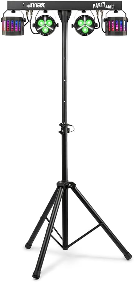 Max PARTYBAR12 - barre lumière DJ 2 PAR 2 Derby - mode DMX auto télécommande pied inclus pour soirées-Lamiahaven