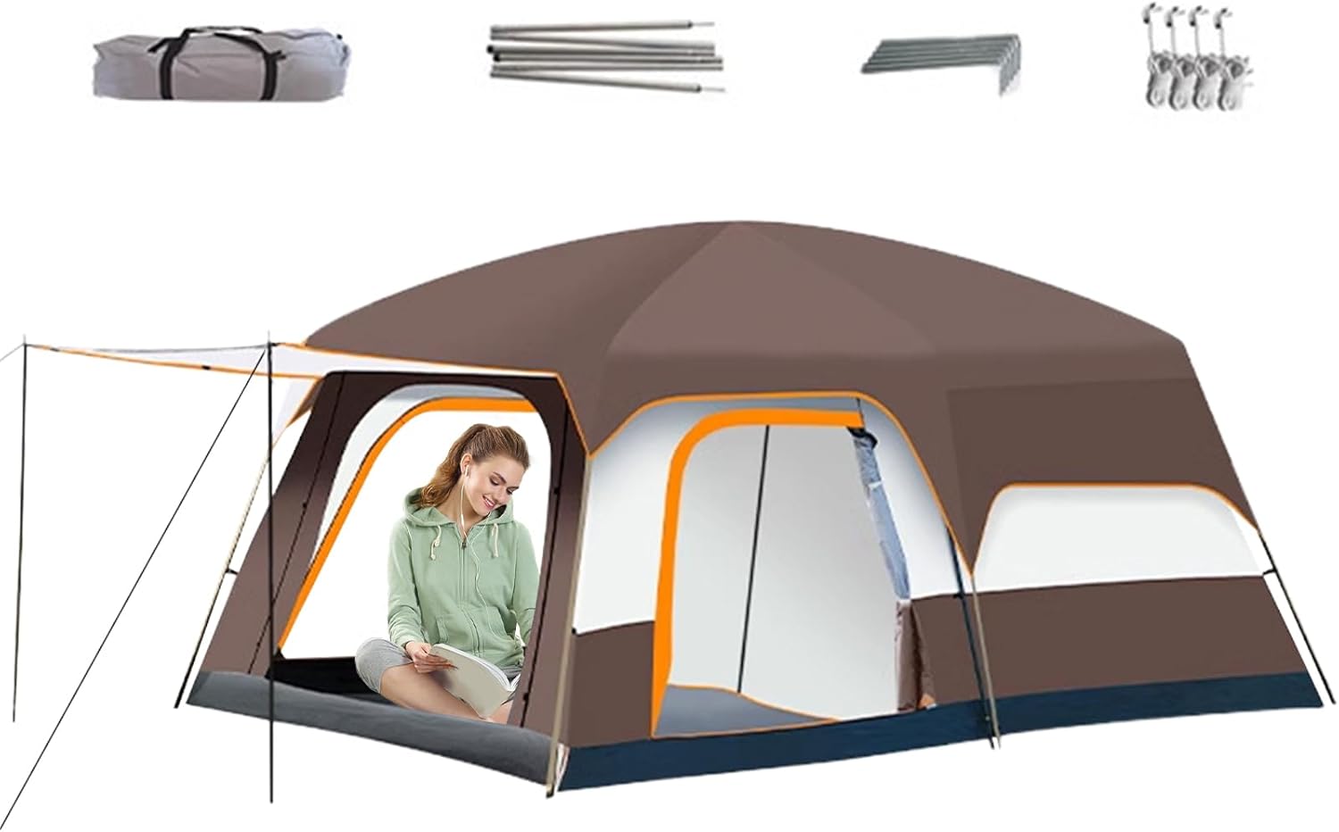 Dtaigou tente de camping familiale - Grande tente cabine étanche en tissu Oxford pour randonnée festival pique nique aventure et soirée pyjama-Lamiahaven