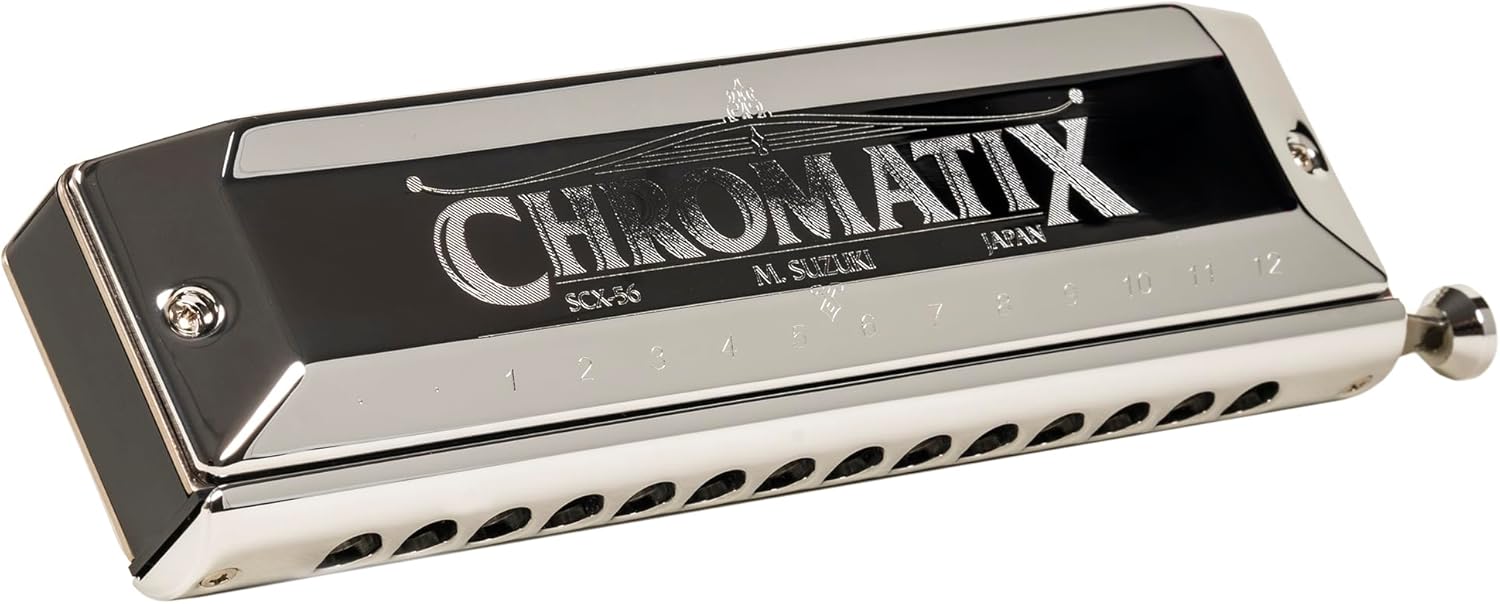 Suzuki Chromatix SCX56C - Harmonica chromatique 14 trous en do argenté avec 56 notes et étui-Lamiahaven
