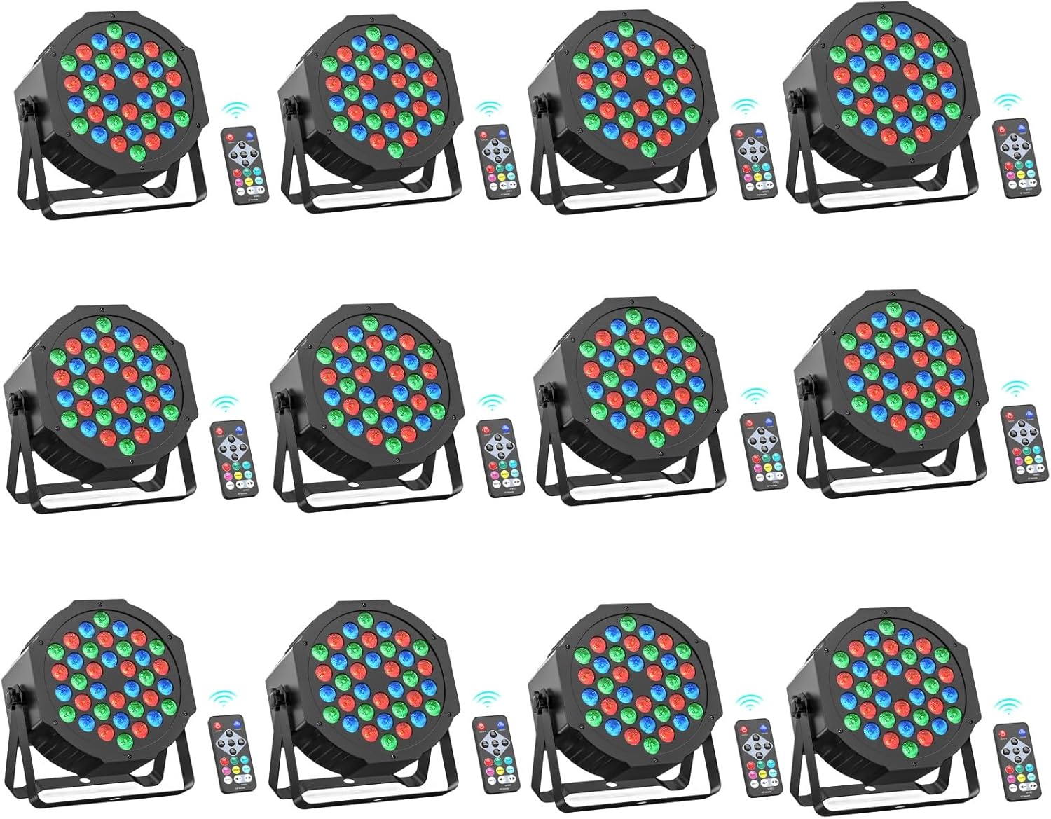 Rtktoup - lot de 12 projecteurs PAR RGB 36 LED - lumière disco DMX télécommande son activé bar mariage fête-Lamiahaven