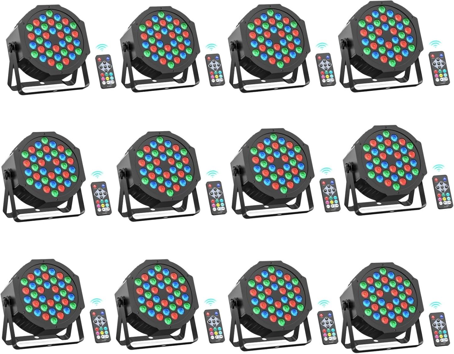 Rtktoup - lot de 12 projecteurs PAR RGB 36 LED - lumière disco DMX télécommande son activé bar mariage fête-Lamiahaven