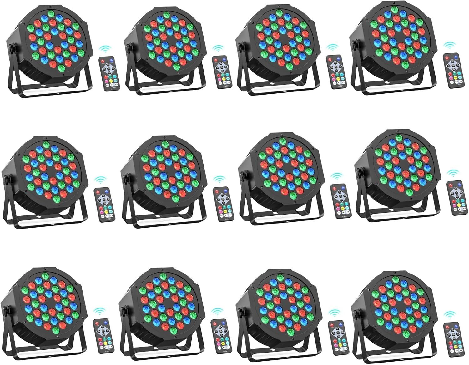 Rtktoup - lot de 12 projecteurs PAR RGB 36 LED - lumière disco DMX télécommande son activé bar mariage fête-Lamiahaven