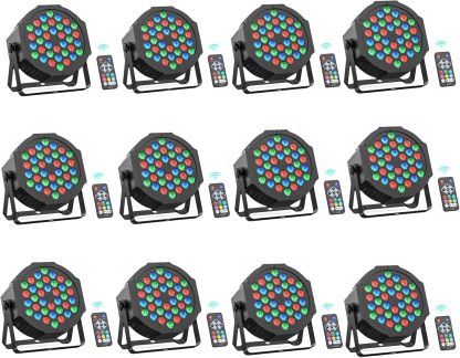 Rtktoup - lot de 12 projecteurs PAR RGB 36 LED - lumière disco DMX télécommande son activé bar mariage fête-Lamiahaven