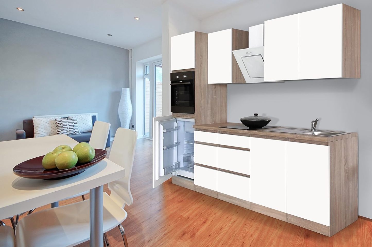 Respekta Lorena - kitchenette blanche 270 cm - cuisine moderne bois d ingénierie avec tiroirs-Lamiahaven