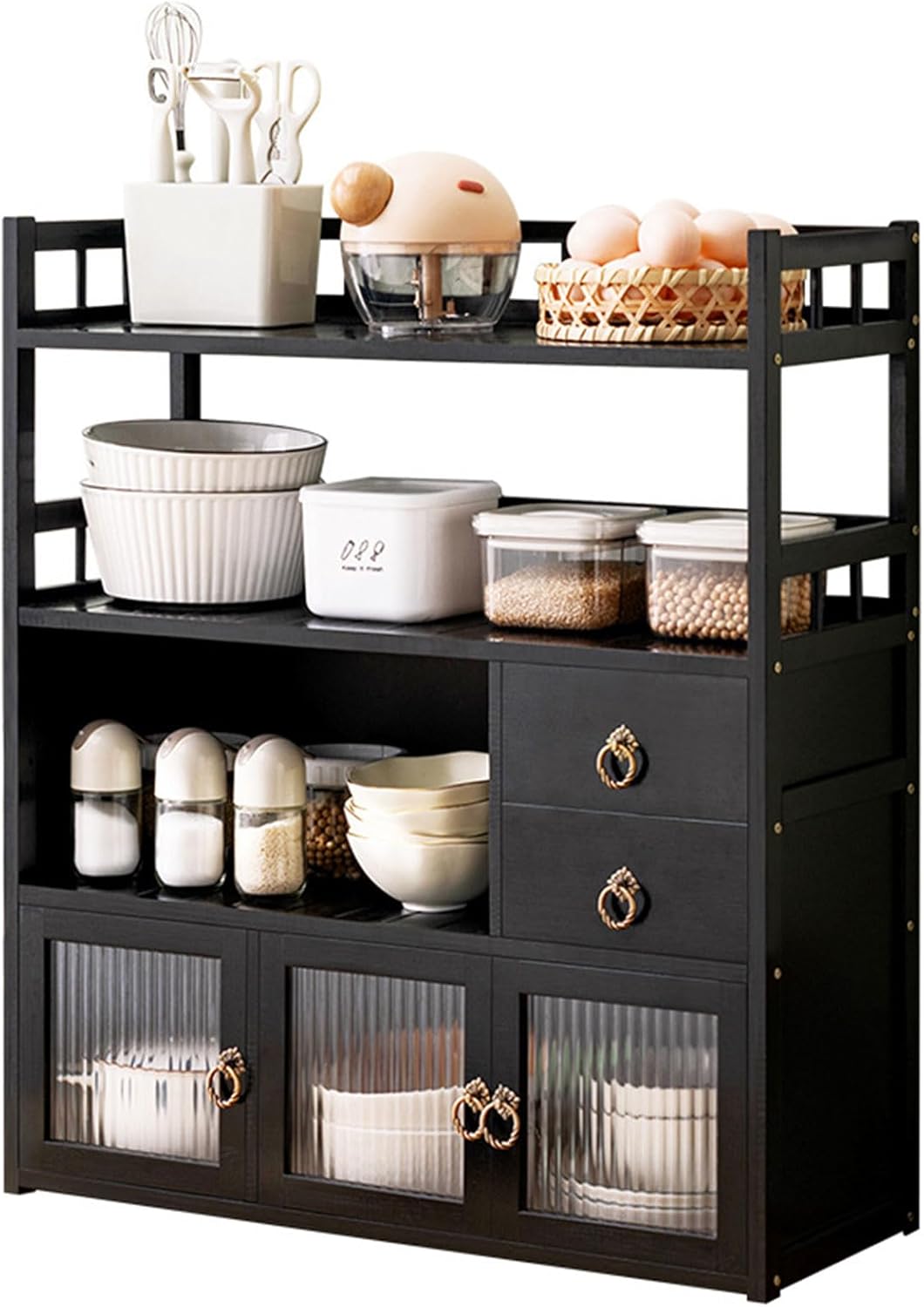 HHCTEBEC - étagère de rangement cuisine en bambou 60 par 23 par 70 cm - meuble comptoir pour épices casseroles et poêles-Lamiahaven