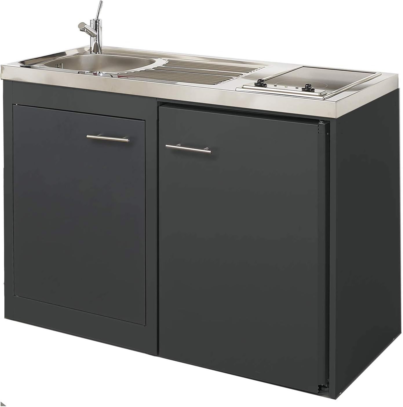 MODERNA Clipmetal - kitchenette anthracite thermolaqué 120 cm - meuble sous évier métal très résistant-Lamiahaven