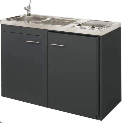 MODERNA Clipmetal - kitchenette anthracite thermolaqué 120 cm - meuble sous évier métal très résistant-Lamiahaven
