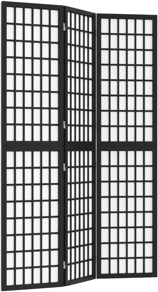Paravent noir 3 panneaux 120 cm hauteur 170 cm - bois motif uni - écran intimité chambre maison intérieur-Lamiahaven