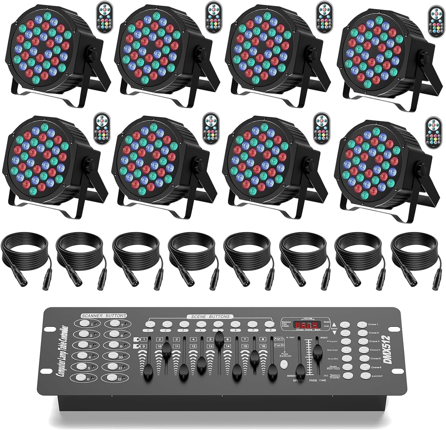 SEBRUANC - lot de 8 lampes de scène RGB 36 LED - contrôleur DMX télécommande son activé pour disco bar fête-Lamiahaven