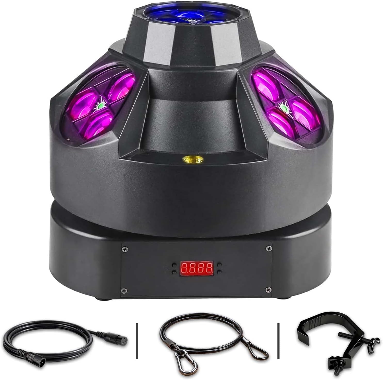 DJ Party Light - éclairage scène LED RGBW 200 W - rotation infinie son activé pour mariage DJ live house-Lamiahaven
