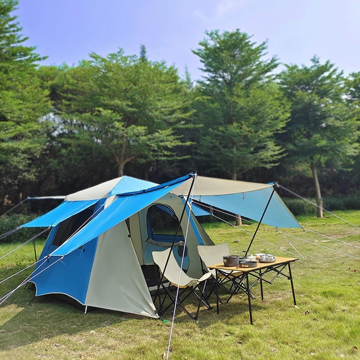 Tente de plage pop up - Grande tente de camping familiale imperméable avec fenêtres filet pour extérieur pique nique camping et rassemblements-Lamiahaven