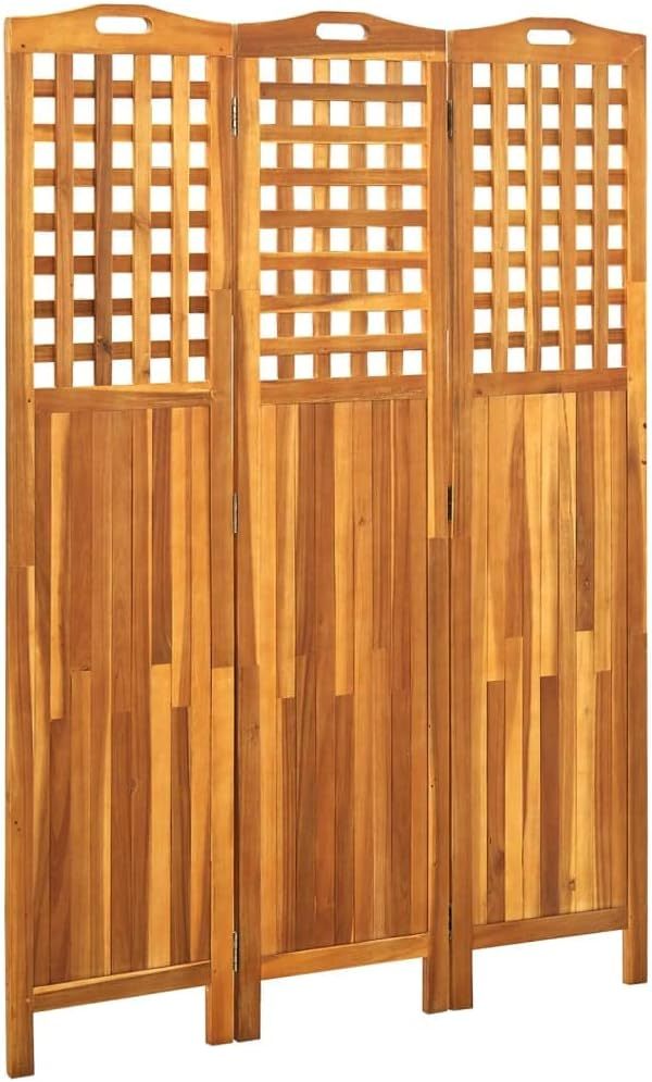Paravent intérieur 3 panneaux brun - bois acacia 121 cm hauteur 170 cm - séparateur pièce chambre maison balcon-Lamiahaven
