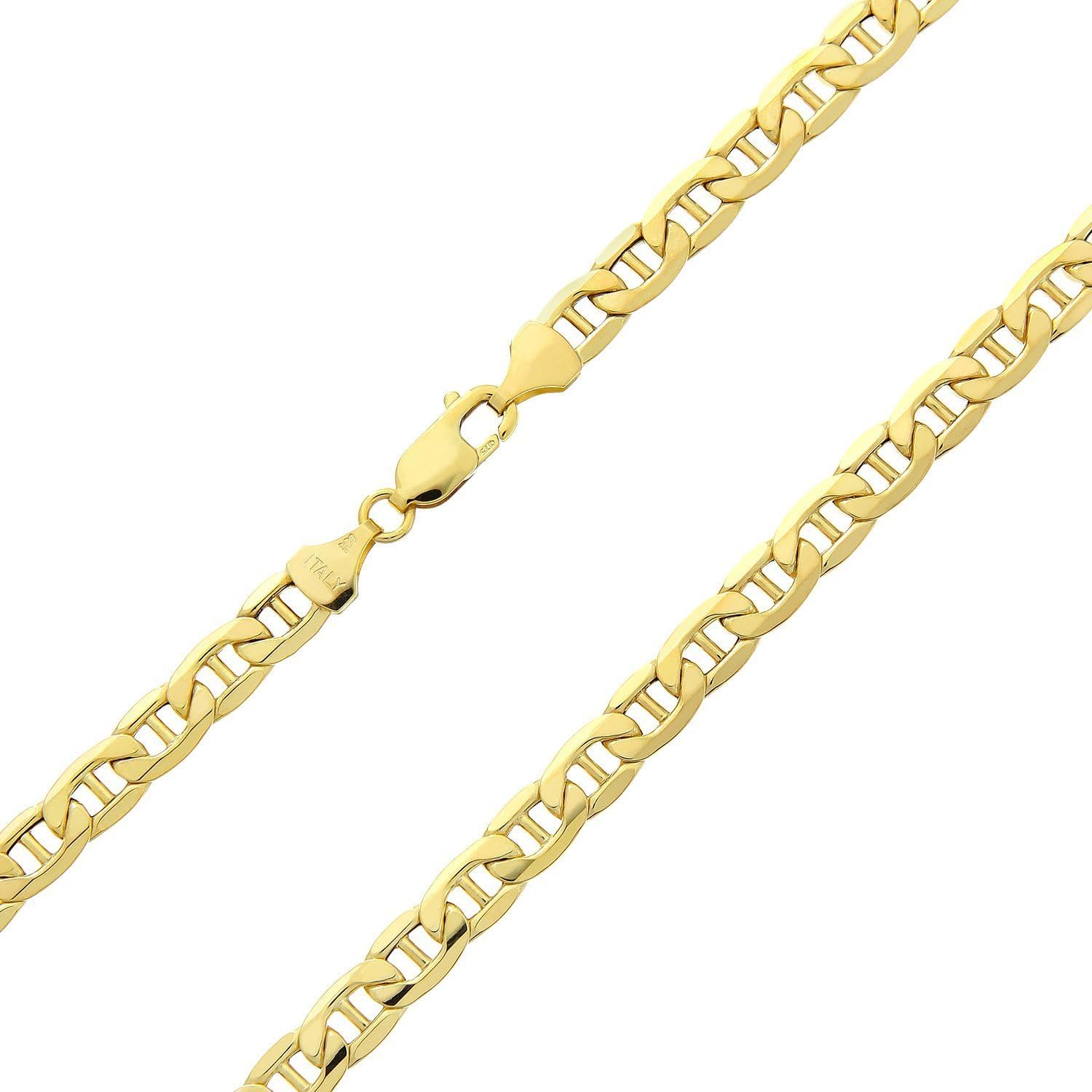 PRINS JEWELS collier italien marine plat or jaune 18 carats 750 - chaîne unisexe largeur 3 mm-Lamiahaven