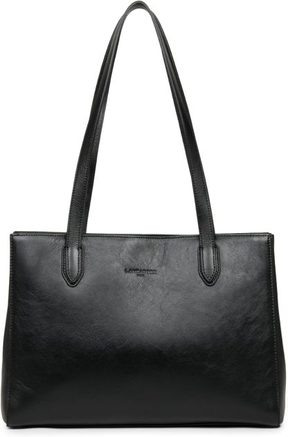 LANCASTER Légende Noir sac cabas épaule - grand sac femme zippé - cabas élégant pour quotidien-Lamiahaven