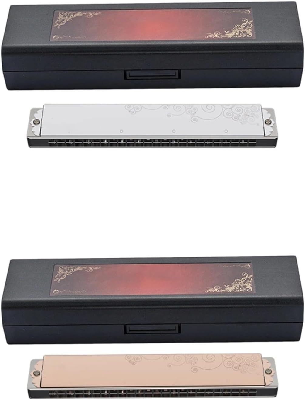 Harmonica polyphonique 24 trous DVCSDE - grille cuivre tout métal - notes couleur F pour adulte performance-Lamiahaven