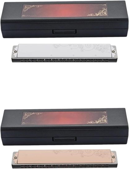 Harmonica polyphonique 24 trous DVCSDE - grille cuivre tout métal - notes couleur F pour adulte performance-Lamiahaven