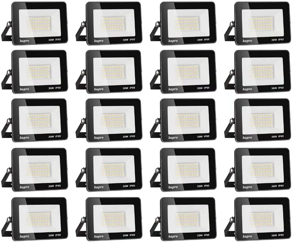 Projecteur LED extérieur lot de 20 - 30 W - blanc froid 6000 K - IP65 pour terrasse jardin garage-Lamiahaven