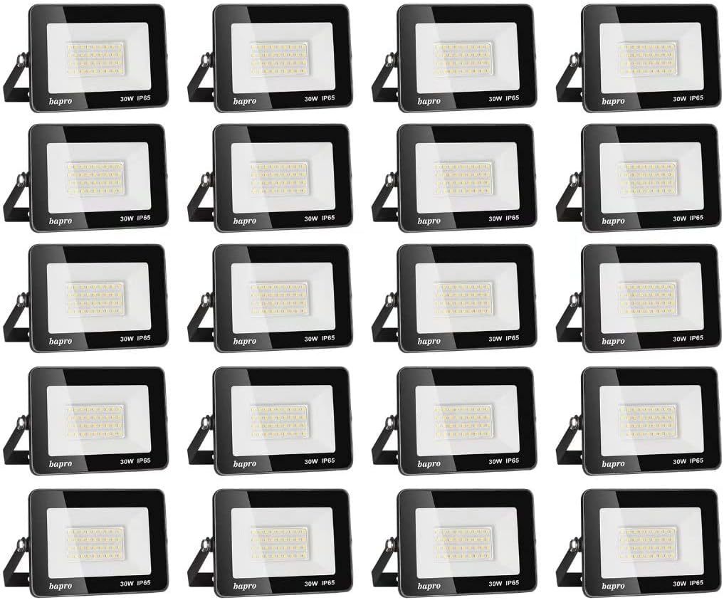 Projecteur LED extérieur lot de 20 - 30 W - blanc froid 6000 K - IP65 pour terrasse jardin garage-Lamiahaven
