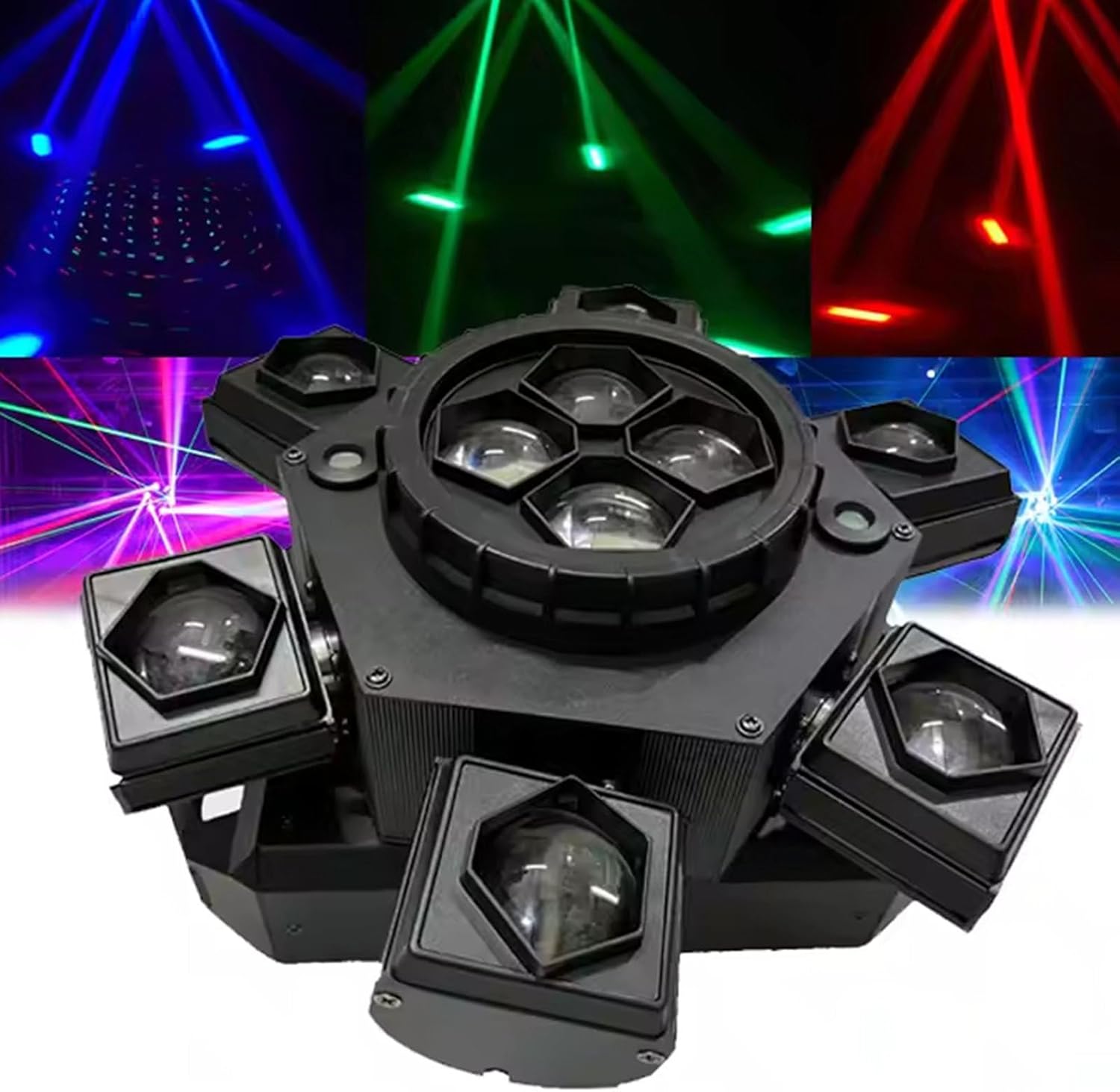 BoluDukNN - projecteur DJ tête mobile Bee Eye 6 têtes - éclairage scène DMX512 son activé disco karaoké-Lamiahaven