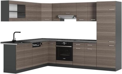 Vicco R Line - cuisine en angle gris noble anthracite 227 par 287 cm - plan anthracite style moderne-Lamiahaven