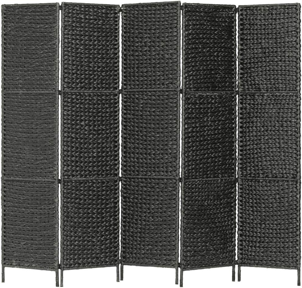 MOONAIRY paravent noir 5 panneaux - jacinthe d'eau et fer 193 cm hauteur 160 cm - cloison chambre maison-Lamiahaven
