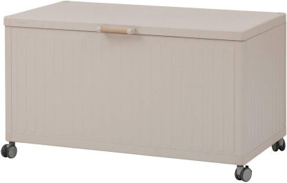 Hespéride Edenio coffre rangement argile - Coffre jardin aluminium 141,6 par 72 par 78 cm avec roues et verrouillage-Lamiahaven
