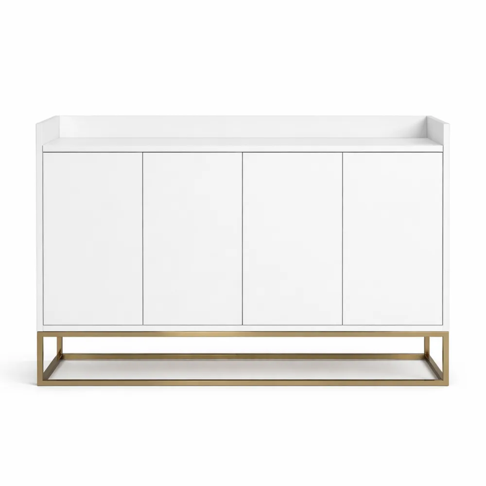 Credenza moderna 4 ante con ripiano regolabile e gambe in metallo per soggiorno