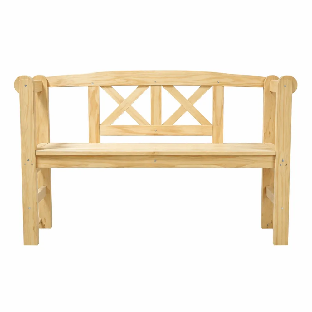 Panchina da giardino in legno massiccio per esterni, resistente alle intemperie, con schienale