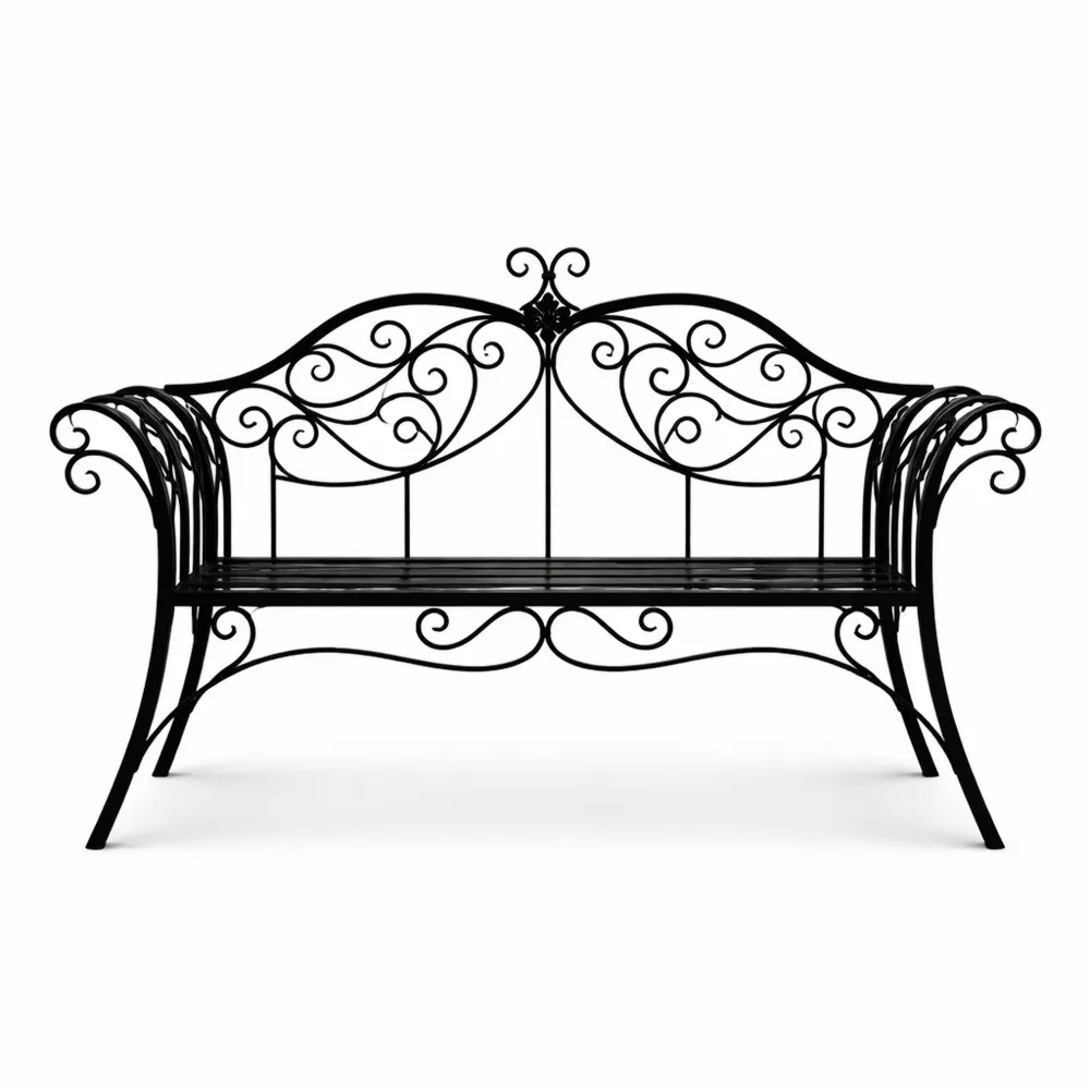 Panchina da giardino in metallo a 2 posti con design curvo