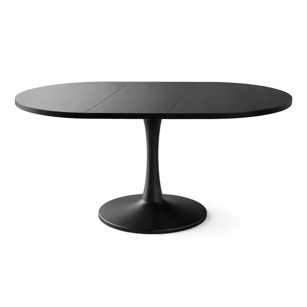 Tavolo da pranzo rotondo allungabile per 4-6 persone, pieghevole, stile semplice, nero