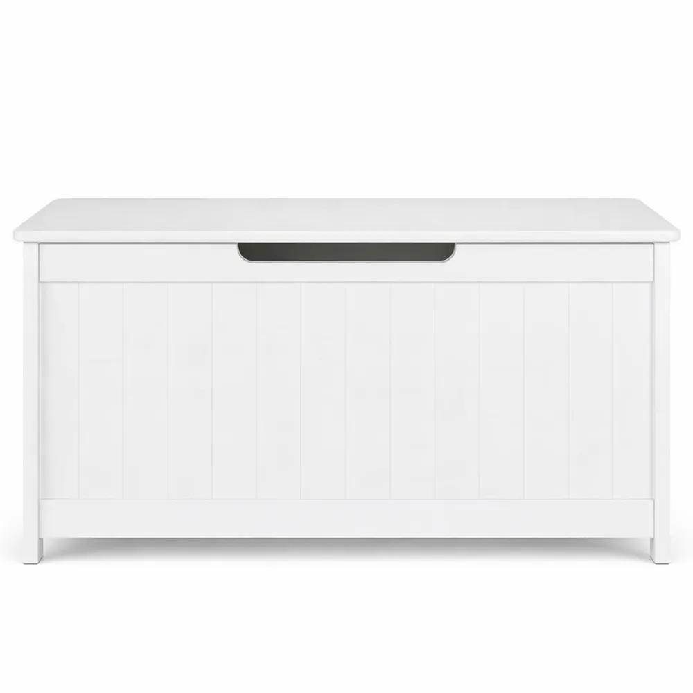 Cassapanca per Bambini con Coperchio in MDF, Contenitore per Giochi, 45x80x40 cm, Bianco
