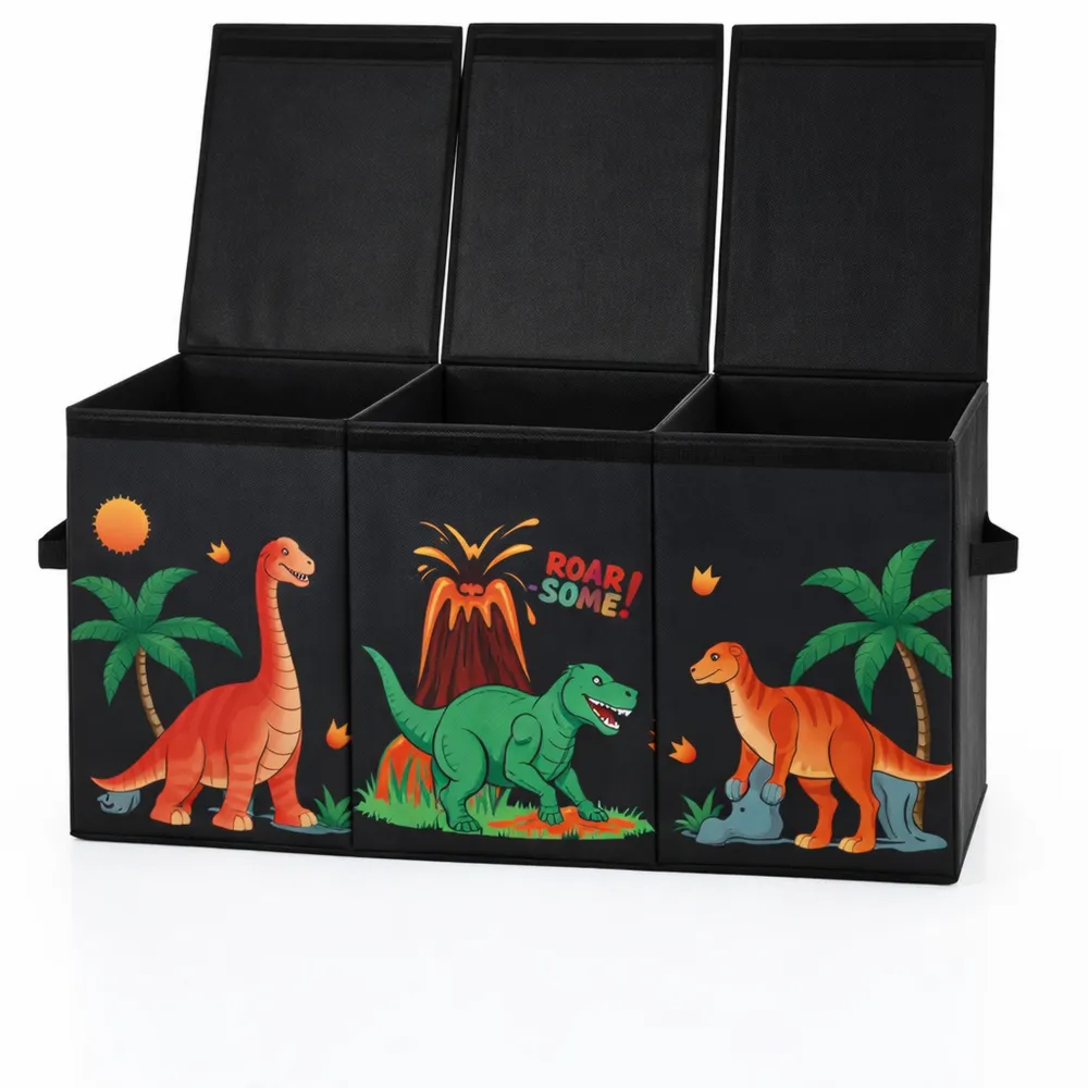 Scatola Giocattolo Pieghevole con Coperchio per Bambini, Contenitore Impermeabile, 96x32x40 cm