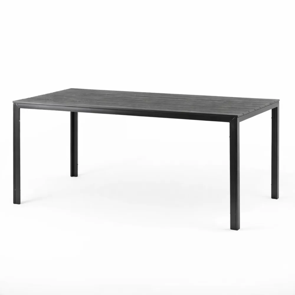 Tavolo da giardino allungabile in alluminio per esterni, 80/160 x 80 x 75 cm, resistente alle intemperie, grigio scuro