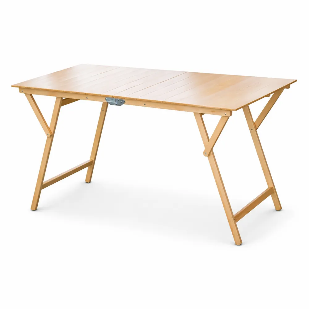 Tavolo Pieghevole in Legno di Faggio 70x140 cm Naturale