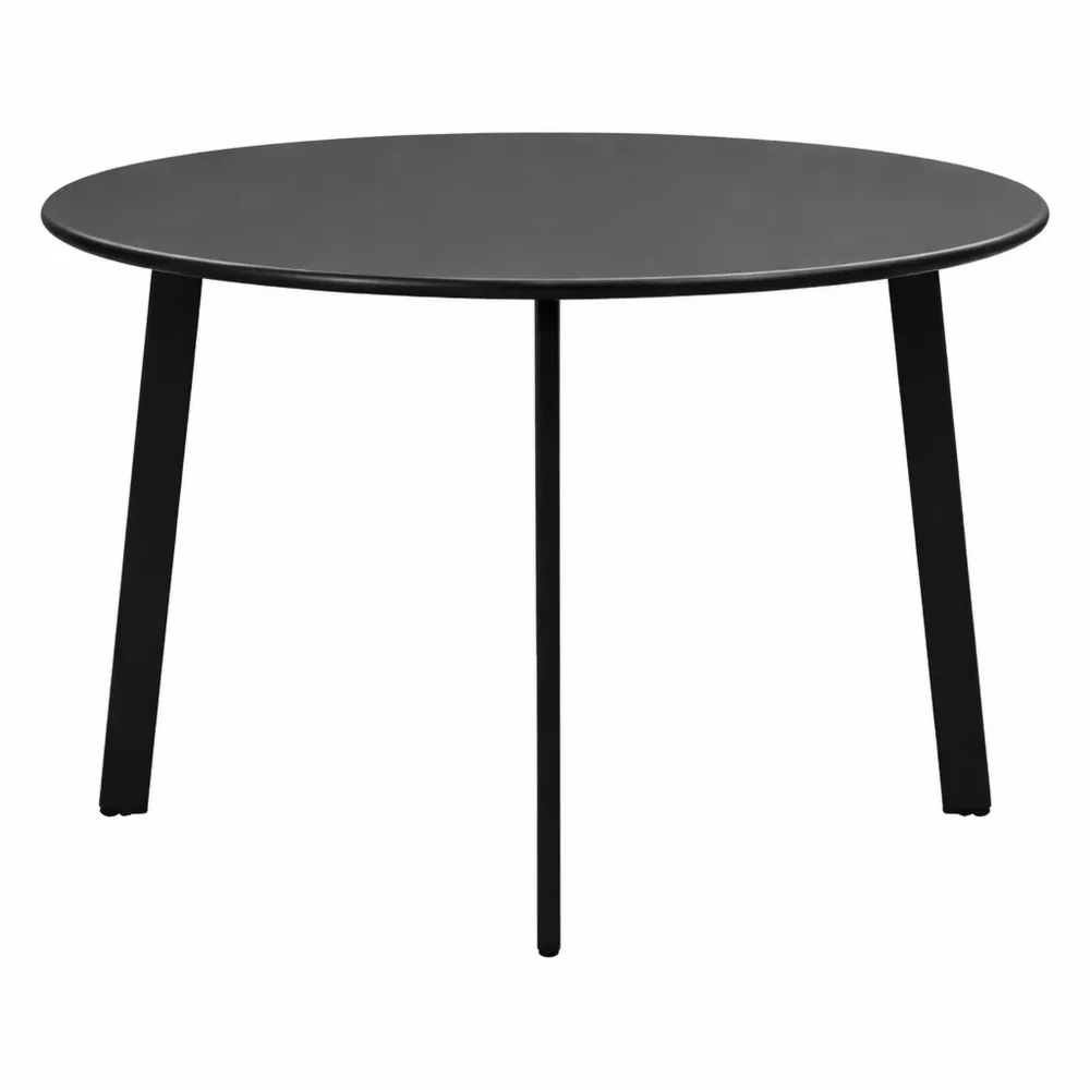 Tavolino da Giardino Rotondo in Metallo Nero per Interni ed Esterni